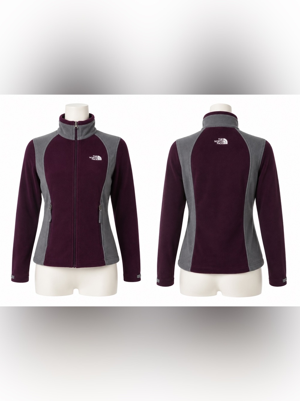 The North Face XS Purple Gray Full Zip Fleece Jacket Cozy Outdoor